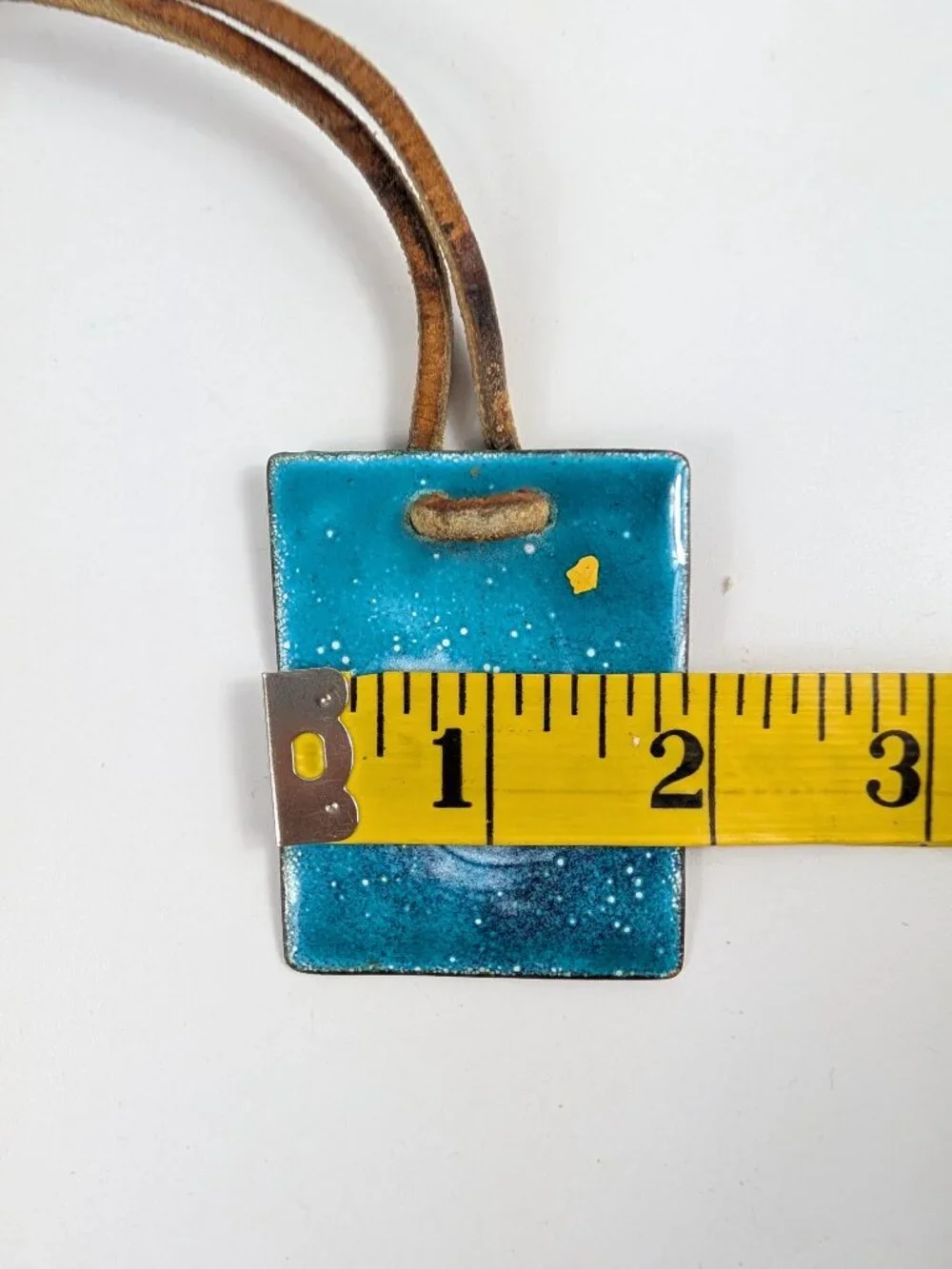 Vintage Artist Made Enamel Copper Pendant Necklace